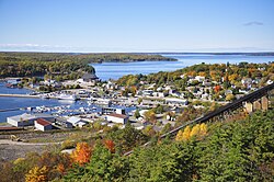 Looking over the town and the sound