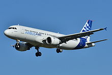 The Airbus A320 family is the most ordered narrow-body aircraft Airbus A320-200 Airbus Industries (AIB) "House colors" F-WWBA - MSN 001 (10276181983).jpg