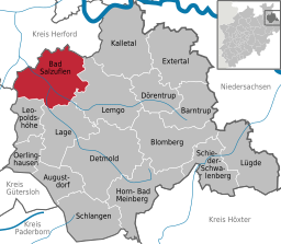 Läget för staden Bad Salzuflen i Kreis Lippe