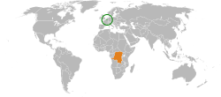 Карта с указанием местоположения Бельгии и Конго DR