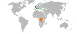 Kaart met daarop België en Congo-Kinshasa