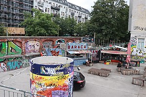 Arts & entertainment complex RAW-Friedrichshain [de], Warschauer Straße, corner of Revaler Straße