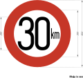 Verbot höherer Geschwindigkeit als 30 km je Stunde (1934) bzw. Verbot der Über­schrei­tung bestimmter Fahr­geschwindig­keiten (1938); gültig bis 1955 in der BRD[7] und bis 1956 in der DDR
