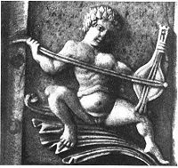 Earliest known depiction of a bowed lyra, from a Byzantine ivory casket (900-1100) (Museo Nazionale, Florence) Byzantine Lyra Museo Nazionale.jpg