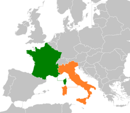 Mappa che indica l'ubicazione di Francia e Italia