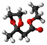 Ball-and-stick model of the fructone molecule