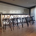 Bar table at the Herods hotel in Herzliya. Folded from two sheets of stainless steel with brushed finish, 2015