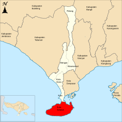 Location of South Kuta District within Badung Regency