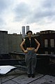 Young woman in New York City, 1995 with her belly button exposed.
