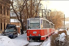 オムスク市電の主力車両・71-605（2017年撮影）