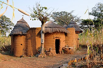 A traditional house of the Tammari people in the Atakora Department of the northern Republic of Benin (not to be confused with the Nigerian Kingdom of Benin), unknown architect, unknown date