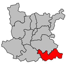 Kanton na mapě arrondissementu Roanne