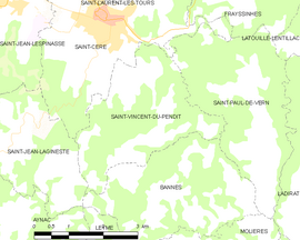 Mapa obce Saint-Vincent-du-Pendit