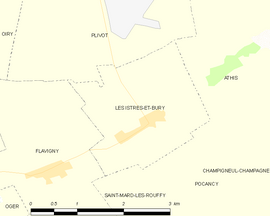 Mapa obce Les Istres-et-Bury