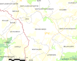 Mapa obce Pervenchères