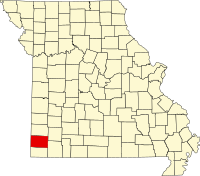 Map of Misuri highlighting Newton County