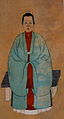 Noble woman wearing a long jacket with right side closure and a high collar, Ming dynasty.