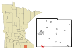 Location in Mower County and the state of Minnesota