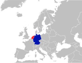 Kaart met daarop Nederland en Duitsland