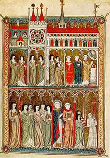 Nuns in procession, French manuscript, c. 1300 Nuns in procession.jpg