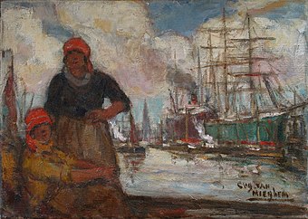Donne del porto di Anversa, olio su tela