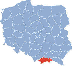 Novosadecké vojvodství na mapě Polska
