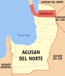 Mapa de Agusan del Norte con Jabonga resaltado