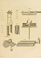 Plate 12, showing a "dropping-weight mover" (Fig. 4.), his perpetual wedge machine (Fig. 5), an evaporator (Fig. 6), a grating machine (Fig. 7), a reduced-friction screw (Fig. 8–10, 12), and a micrometer (Fig. 11)