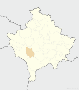 Rahofça Belediyesi sınırlarının Kosova'daki konumu
