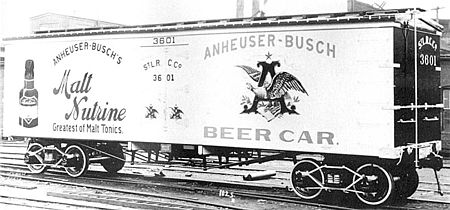 US-ame­ri­ka­ni­scher Bier­kühl­wa­gen mit Dia­mond-Dreh­ge­stel­len