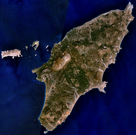 Vue satellite de Rhodes.