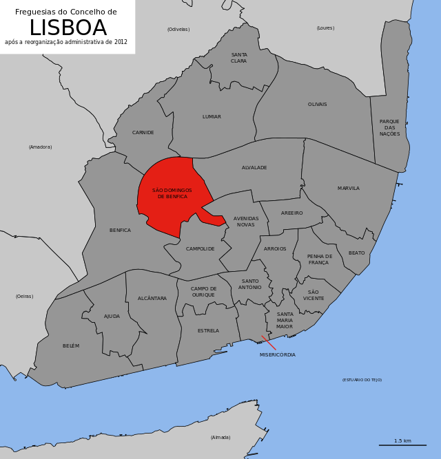 Localização no município de Lisboa