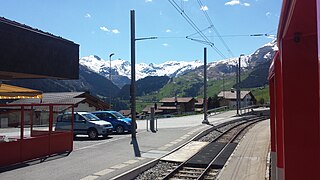The station looking back toward the Oberalp pass