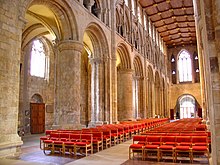 Selby Abbey in Yorkshire, Benedictine abbey, purchased by the town as a parish church Selby Abbey Nave.jpg