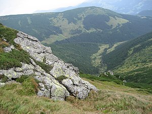 Гора Шурин і долина річки Гропенець (вид з гори Піп Іван)