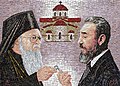Bartolomeos ja Fidel Castro kuvattuna kuubalaisen ortodoksisen kirkon mosaikissa.