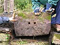 Stone railway sleeper found at the Hurry near Millburn Drive.