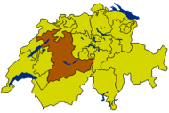 Peta Swiss menunjukkan Kanton Berne