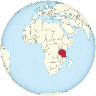 Tanzania on the globe (Africa centered).svg