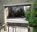 New T & A building, Bradford, through old Bradford Exchange station arch.