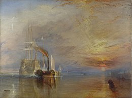 J. M. W. Turner, The Fighting Temeraire tugged to her last berth to be broken up, 1839 The Fighting Temeraire, JMW Turner, National Gallery.jpg