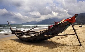 Fishing boat at Lang Co Beach, between Hoi An ...