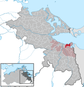 Poziția Vogelsang-Warsin pe harta districtului Vorpommern-Greifswald