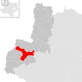 Poloha obce Weitra v okrese Gmünd (klikacia mapa)