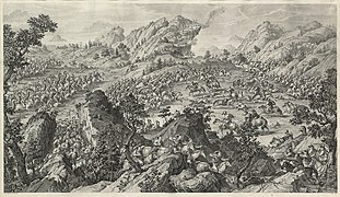 Le Combat d'Arcul, gravure de Jacques Aliamet