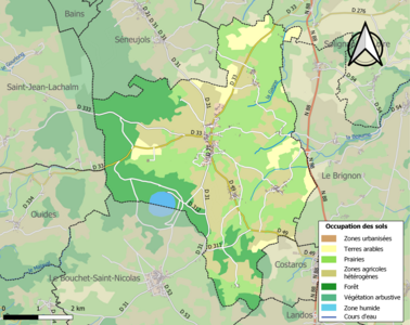 Carte en couleurs des infrastructures et de l'occupation des sols de la commune.