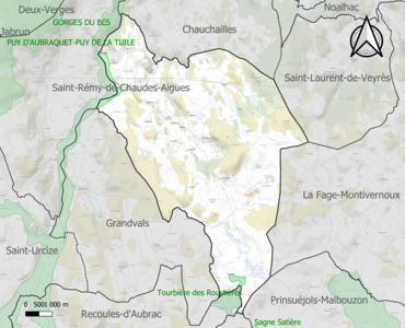 Carte des ZNIEFF de type 1 sur la commune.