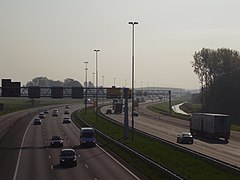 De verbrede A2 nabij Culemborg in 2007