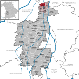 Läget för Allmannshofen i Landkreis Augsburg