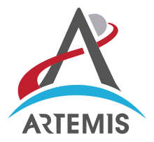 Emblem of the Artemis program Artemis program (solid contrast with wordmark).svg